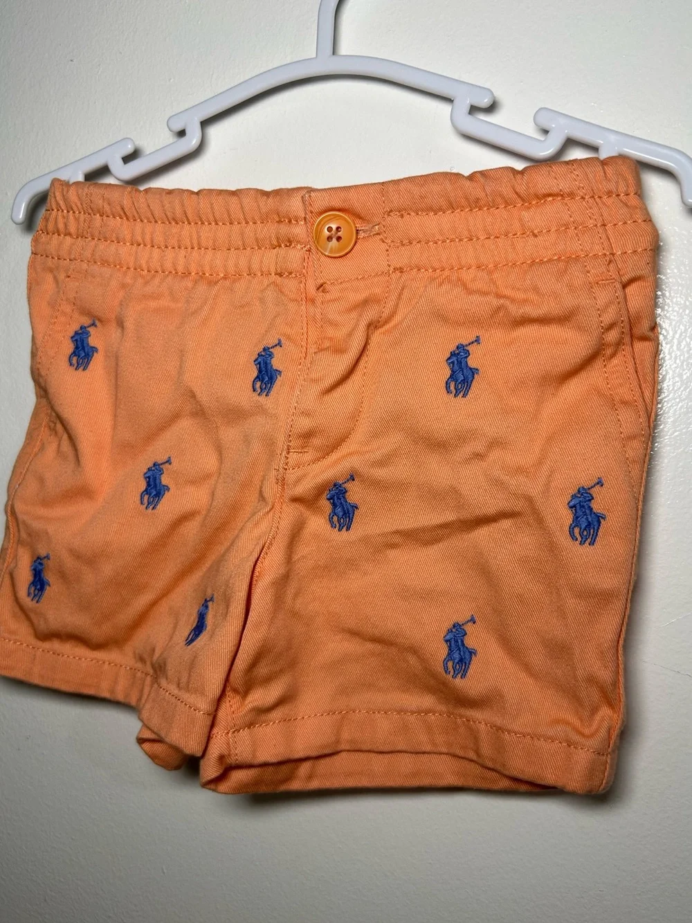 Ralph Lauren Orange Toddler Polo Embroidered Shorts with Blue Logos